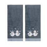 New St. Nicholas Square Snowman Couple Blue Hand Towels Pc Set 16X25 Gift. Fixed Price $12.74.