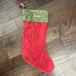 Nwt Pottery Barn Classic Large Red Green Velvet Christmas Stocking Mono Jessie. Fixed Price $14.00.