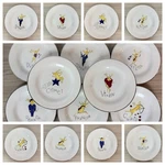 Set Pottery Barn Santas Reindeer Christmas Salad Plates 8.5" Platinum Rim Mint. Fixed Price $109.99.
