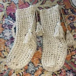 Hearth & Hand Magnolia Beige Colorful Specks Knitted Stocking Tassels Christmas. Fixed Price $24.99.