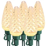 Brizled C9 Christmas Lights, 16FT 25 Faceted Warm White Ligh.... Fixed Price $25.16.