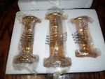 Set Of 3 Mercury Glass Pedestal Candle Holders By Valerie In Gold. Fixed Price $49.99.