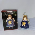 Kirkland Porcelain Christmas Bell Ornament Dangling Legs Angels W/ Box. Fixed Price $8.08.
