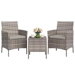 Gaomon 3-PIECE Patio Furniture Set, Modern Pe Rattan Pieces Grey/light. Fixed Price $186.88.