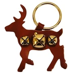 Reindeer Christmas Real Leather Brass Jingle Sleigh Bell Door Knob Hanger Usa 7". Fixed Price $21.00.