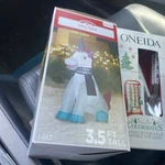 Inflatable Light Up Unicorn Christmas Holiday Time Airblown Outdoor 3.5 Ft Tall. Fixed Price $20.00.
