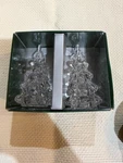William Sonoma Clear Glass Tree Mini Taper Candle Holders 4" Christmas Holiday. Fixed Price $19.99.