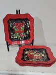 Certified International Susan Winget Christmas Plates Set 4 Square Cardinal. Fixed Price $30.00.