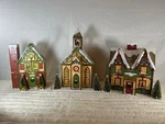 Vintage Christmas Advent Village Calendar Costco Houses Doors Church Large. Fixed Price $59.90.