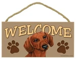 Dachshund Red Dog 5 X 10 Wood Welcome Sign Plaque Usa Made. Fixed Price $14.99.