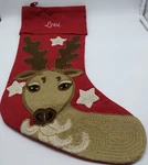 Pottery Barn Levi Reindeer Crewel Embroidery Christmas Holiday Xmas Stocking. Fixed Price $108.37.
