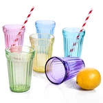 Stpgoods Rainbow 6 Pc Faceted Drinking Glass Set Stackable Water 8.5 Oz. Fixed Price $29.95.
