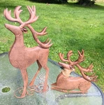 Vntg Rustic Metal Deer Statues Lot Of 2 Christmas Indoors Outdoors. Fixed Price $20.00.