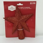 Holiday Time Mini Tree Topper Red Glitter Star 6" New. Fixed Price $8.49.