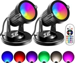 Fzwle Christmas Spot Lights Indoor, 5W Rgbw Uplighting 16 Color Changing. Fixed Price $49.04.