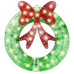 Ogrmar 24IN Outdoor Christmas Wreath Decoration, Led Metal Bow. Fixed Price $61.21.