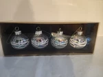 Celebrate Glass Christmas 4 Clear Glitter Tree Ornament Set Nos. Fixed Price $8.00.