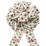 Wired Striped & Green Glitter Dots Christmas Wreath Bows - Holiday Craft. Fixed Price $6.79.