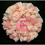 Pink Snowman Wreath Winter Christmas 22 Inch Deco Mesh. Fixed Price $75.00.