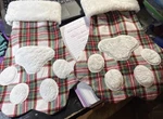 Tartan Plaid Dog Paw Stocking Set Of 2 Red Green White Christmas Holiday. Fixed Price $18.00.