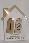 Amko Wood Wall Hanging House Shape Christmas Advent Calendar Countdown Board. Fixed Price $20.50.