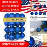 Set 24 Royal Blue 1.6" Shatterproof Christmas Ornaments For Every Celebration. Fixed Price $23.99.
