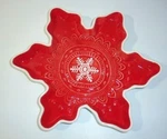 Hallmark Snowflake Red & White Ceramic Candy Nuts Serving Dish. Fixed Price $15.95.