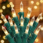 Hopolon 2 Pack 13FT 50-COUNT Clear Green Wire Christmas Light Set,incandescent. Fixed Price $24.95.