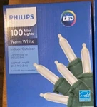 New Philips Mini Led Lights 100 Count Warm White Indoor Outdoor On Green Wire. Fixed Price $15.99.