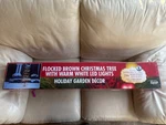 Alpine Corp - Flocked Brown Christmas Tree W/ White Led Lights 71IN Tall. Fixed Price $60.00.