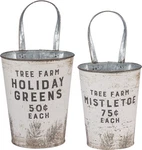 Primitives By Kathy 39898 Rustic Wall Buckets, Tree Farm Holiday Greens. Fixed Price $43.05.