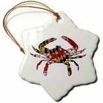 3DROSE Maryland Crab Flag. Inch Snowflake Porcelain Ornament. Fixed Price $14.99.
