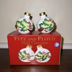 2004 Fitz And Floyd Noel Classique Salt & Pepper Shaker Ornament Shaped. Fixed Price $14.00.