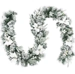 Costway 9' Pre-lit Snowy Christmas Garland W/ Berries Poinsettia Flowers Timer. Fixed Price $29.99.