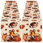 2 Pcs Football Fall Table Runner Maple Leaf Pumpkin Hazelnut Seasona.... Fixed Price $20.81.