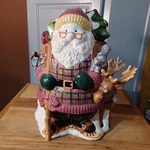 Vtg Large Santa Reindeer Christmas Cookie Candy Jar Canister Ckao. Fixed Price $59.97.