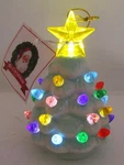 Vintage Mr. Christmas Green Tinted Battery Operated 5" Glass Tree Orna. Fixed Price $17.99.