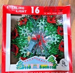 Vintage Sterling 16 Light Poinsettia Christmas Tree Topper Green Red. Fixed Price $29.95.
