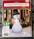 Gemmy Self Inflatable Snowman With Candy Cane 7 Ft Tall Air Blown Winter. Fixed Price $29.99.