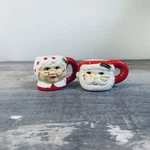 Christmas Santa & Mrs Claus Ceramic Mini Micro Mug Nostalgic Set Of 2. Fixed Price $6.97.