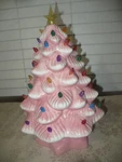 Mr. Christmas Nostalgic Ceramic Lit Tree Pink 14". Fixed Price $50.00.