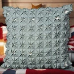 New Nourison Mina Slate Blue Wool Felt Textured Throw Pillow 12X12. Fixed Price $39.99.