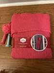 Holiday Time Jumbo Stocking Pink Knit Christmas W/ Pom Tassels 36". Fixed Price $10.00.