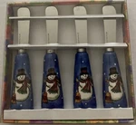 Sango Christmas Snowman Cheese Spreader Knives Stainless Sue Zipkin Set Of 4 Nob. Fixed Price $11.99.