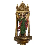 6.75" Gold Toned Angel W/ Harp Christmas Ornament Mirror Holiday Decor Vtg F. Fixed Price $11.45.