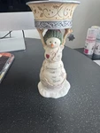 Birch Hearts "snowman Melt Our Candle Holder, #81012, 5.5 Tall, 2006. Fixed Price $19.99.