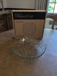 Pampered Chef Holiday Dots Square Glass Serving Bowl 3010 New Box 9.5". Fixed Price $11.21.
