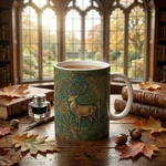 William Morris Style Art Nouveau Stag Owl Ceramic Coffee Mug 11OZ Vintage Forest. Fixed Price $14.95.