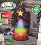 Gemmy 7FT Tall Rainbow Christmas Tree Holiday Inflatable. Fixed Price $49.99.