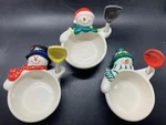 Hallmark Christmas Snowman Condiment Bowls With Spoons Holiday Hostess Set Box. Fixed Price $19.99.